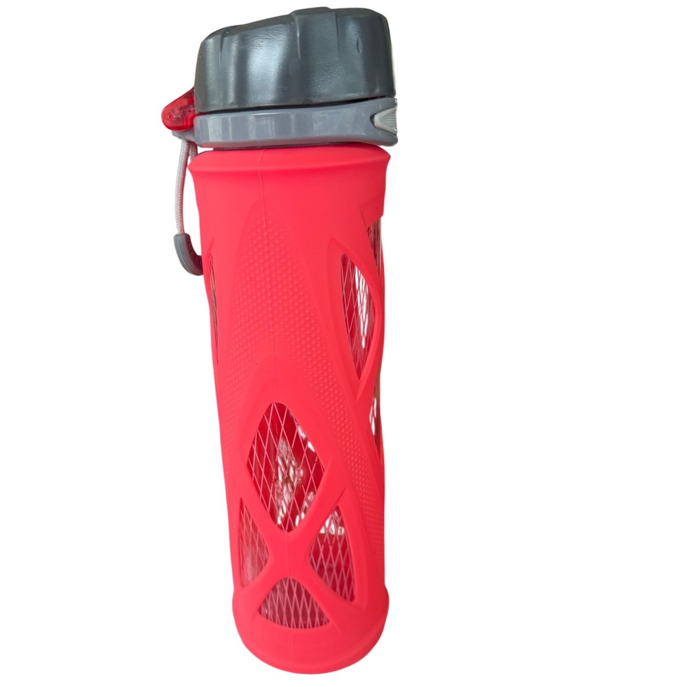 Zulu Atlas 20oz Glass Water Bottle Silicone Sleeve Pink Locking Lid BPA-Free